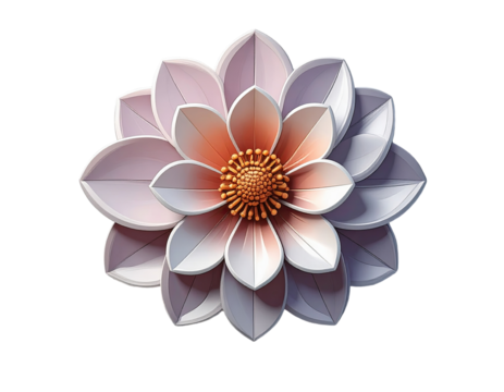 Detailed 3D rendering of a stylized lotus flower