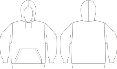 アパレル製品、プルパーカーの絵型（平面図）白色
Apparel product, pullover hoodie design (top view) white