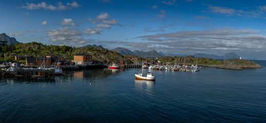 Picturesque Harbor At The Coast Near Leknes On Lofoten Islands In Norway