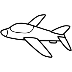 jet plane cartoon illustration outline 