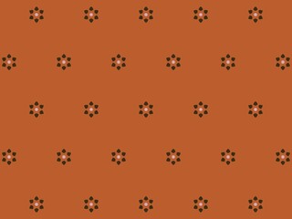 A simple floral pattern on an earthy orange background.