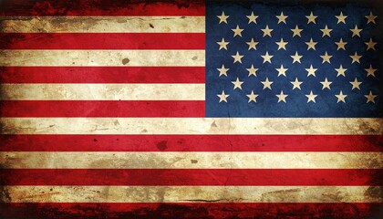 A distressed, vintage-style depiction of the American flag.