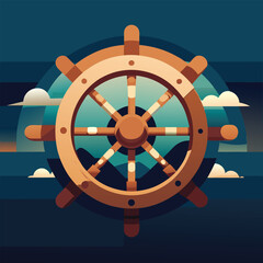 steering wheel on the sea