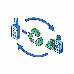 Isometric Circular Economy Loop Diagram in Vector Style