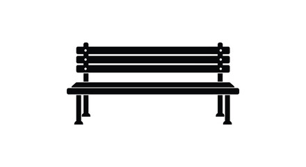 a simple black silhouette of an outdoor park bench