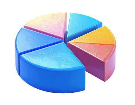 Colorful 3D pie chart, five segments