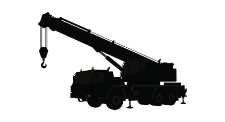 a large crane truck silhouette against white background