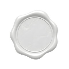 3D White wax seal isolated on white, blank White wax seal