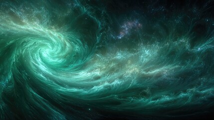 Abstract Spiral Galaxy Nebula In Turquoise And Teal Tones