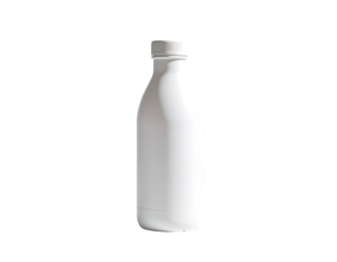 White plastic bottle, smooth curves, simple design,  empty,  studio shot,  food product