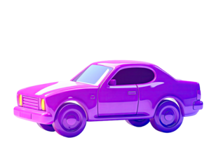 Purple stylized cartoon car, 3D model