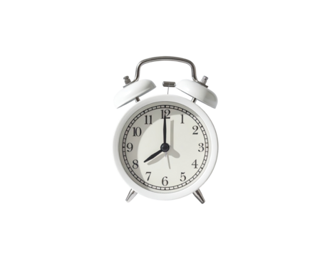 White alarm clock, precise time