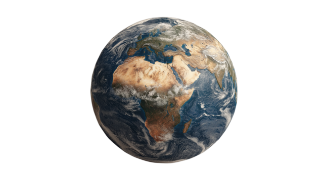 3D render of planet Earth globe isolated PNG