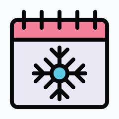 Snowflake Day Calendar Isolated Vector Lineal Color Icon