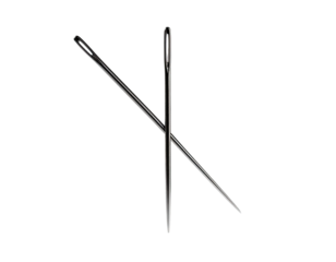 Two intersecting, metallic, thin lines on a black background