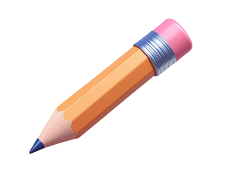 3D illustration of a sharpened pencil with a pink eraser - Powered by Adobe