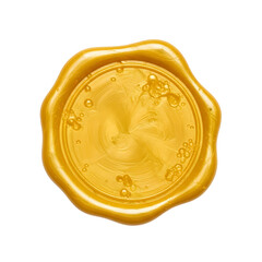 3D Yellow wax seal isolated on white