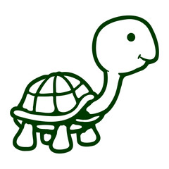 Turtle with long neck smiles happily and cheerfull