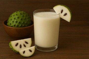 us sirsak or soursop juice, served on glass