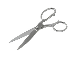 Metallic scissors, angled view, smooth blades