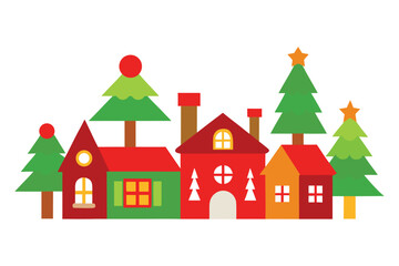 Fototapeta premium christmas village on white