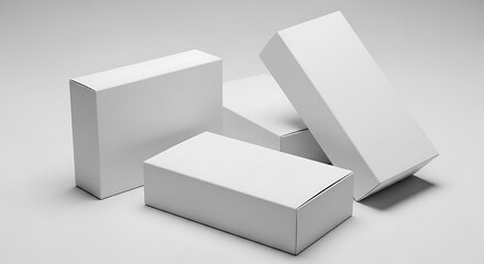 Fototapeta premium White Cardboard Boxes on Light Gray Surface.