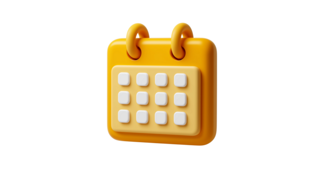 3D render of calendar icon isolated transparent background