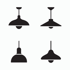 Pendant light solid icons set home illumination