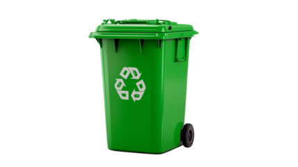 Recycling bin 3D render isolated on transparent background