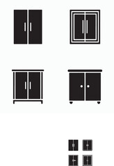 Wall cabinet glyph icons set household storage