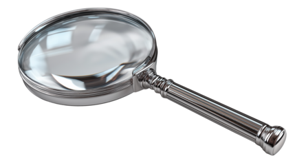 Magnifying glass 3D rendered, isolated transparent background