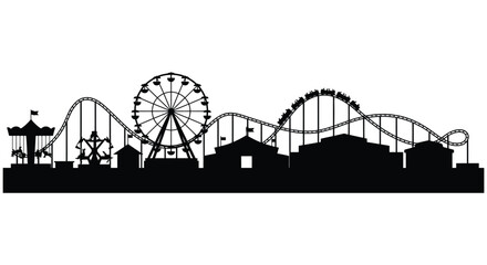 amusement park silhouette featuring roller coaster ferris wheel attractions