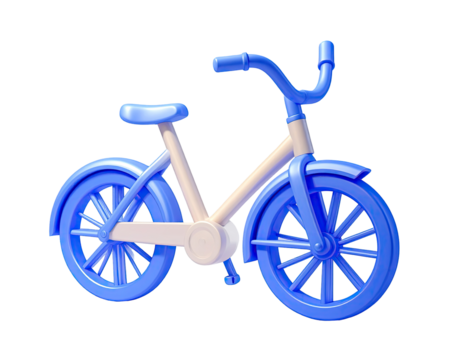 3D rendered pastel blue and cream bicycle