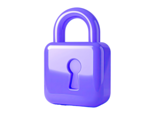 3D rendered, glossy, violet padlock