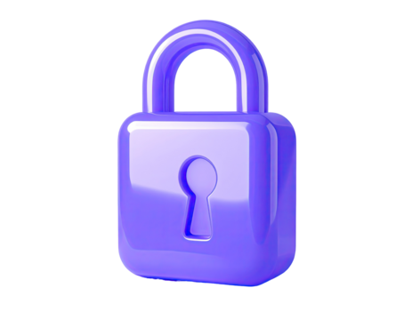 3D rendered, glossy, violet padlock