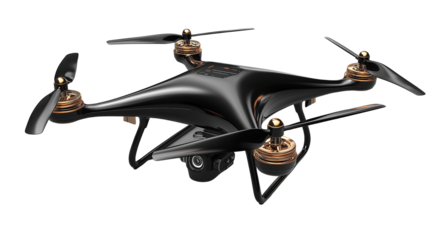 Drone quadcopter 3D rendered, isolated on transparent background