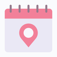 Location Calendar Isolated Vector Flat Icon