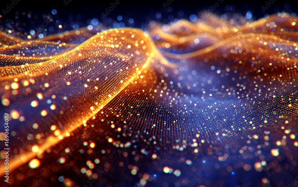 Aufkleber abstract digital waves with glowing particles and futuristic patterns