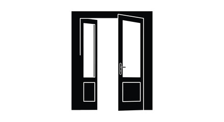 a simple black door with glass panels slightly open