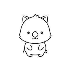 Cute chibi wombat, black and white vector, bold clean shape, isolated