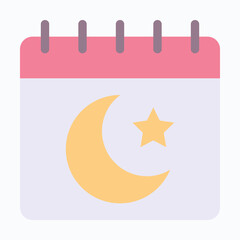 Moon Calendar Isolated Vector Flat Icon
