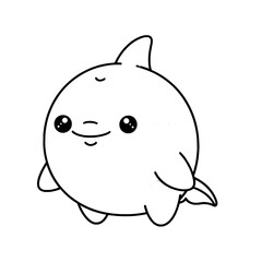Cute chibi orca, black and white vector, bold clean shape, isolated