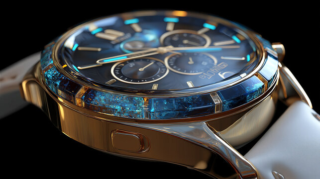 3D render of smartwatch isolated PNG,