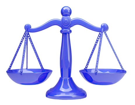 Glossy blue scale of justice