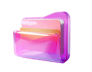 3D folder icon, vibrant pink and holographic