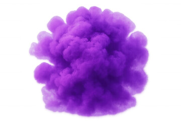 Fototapeta premium Vibrant purple smoke billowing, expanding dramatically with dynamic cloud-like movement against transparent backdrop