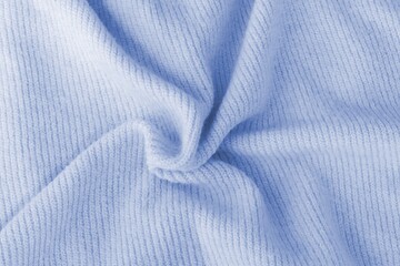 Knitted cashmere blue fabric texture with large fold