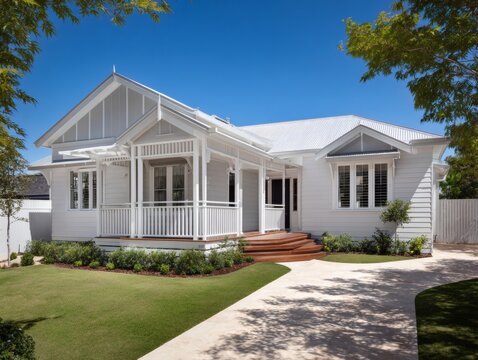 Front View of Charming Australian Suburban House with Garden