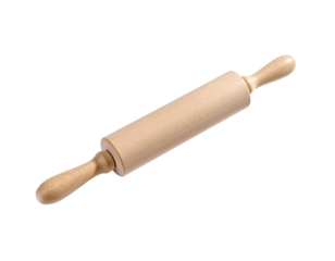 Light-colored wooden rolling pin with handles (1)
