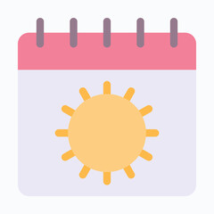 Sun Day Calendar Isolated Vector Flat Icon
